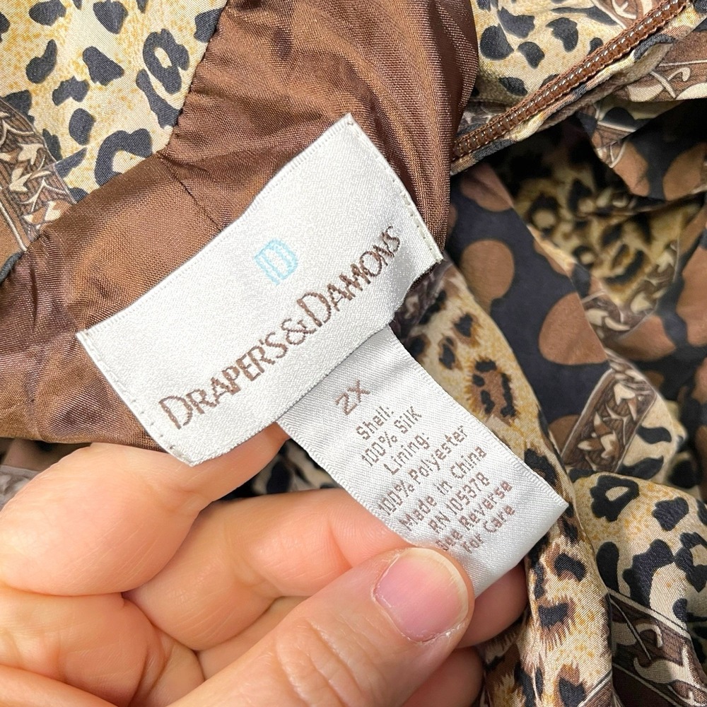 Drapers And Damon's 2X Jacket 100% Silk Poly Lined‎ Animal Print Safari Mob Boss - Picture 8 of 8